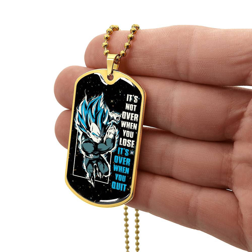 Dragon Ball - It's Not Over When You Lose - Vegeta - Supper Saiyan Blue - Galaxy - Black Dog Tag - Dragon Ball Dog Tag - Military Ball Chain - Luxury Dog Tag