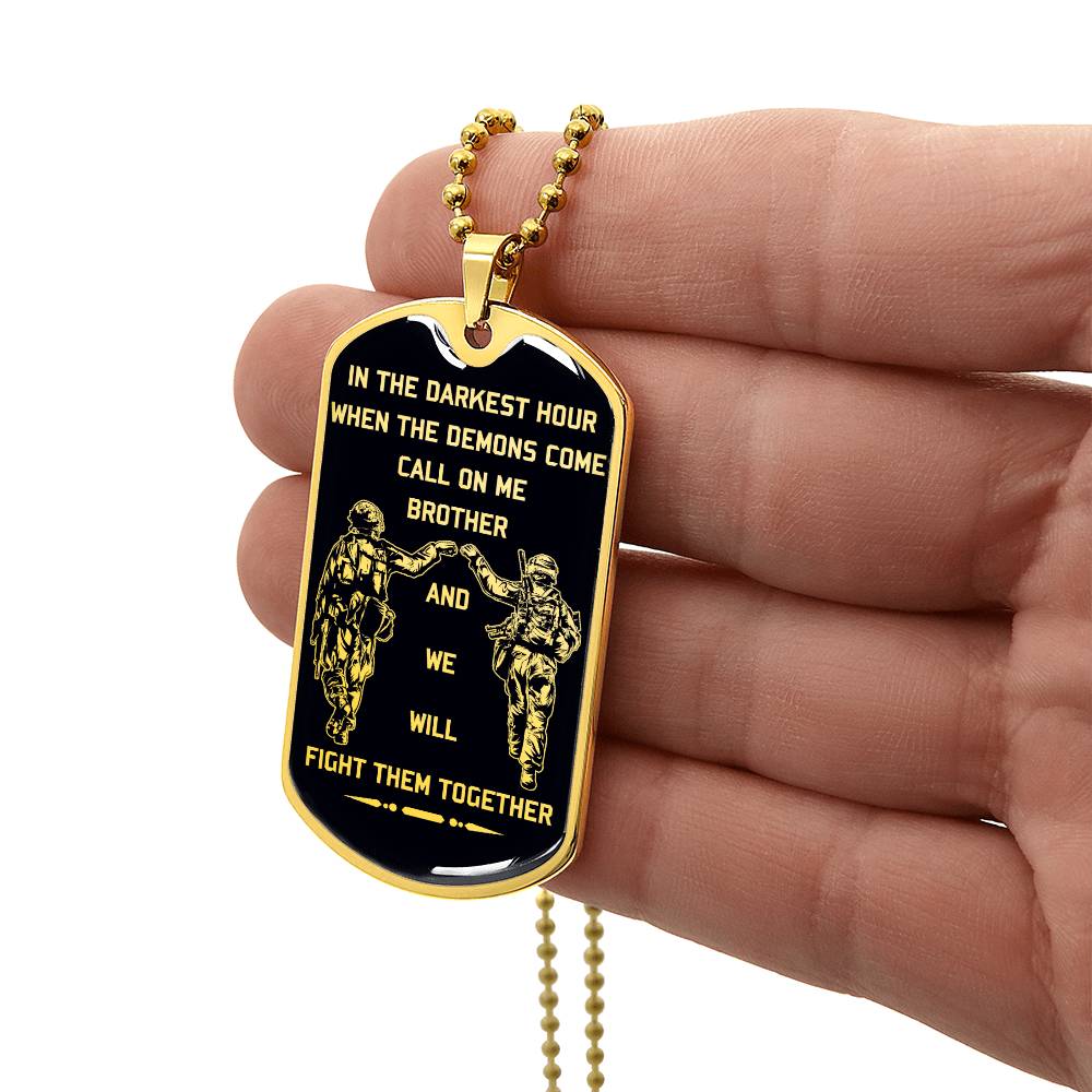 Soldier - Call On Me Brother - Army - Marine - Black Dog Tag - Soldier Dog Tag - Military Ball Chain - Luxury Dog Tag