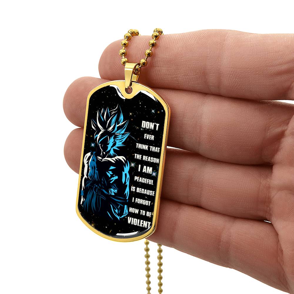 Dragon Ball - Don't Ever Think That The Reason - Goku - Galaxy - Black Dog Tag - Dragon Ball Dog Tag - Military Ball Chain - Luxury Dog Tag