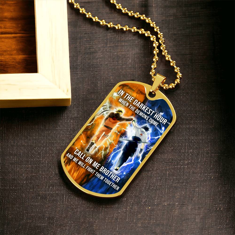 Naruto - Call On me Brother - Uzumaki Naruto - Uchiha Sasuke - Military Ball Chain - Luxury Dog Tag