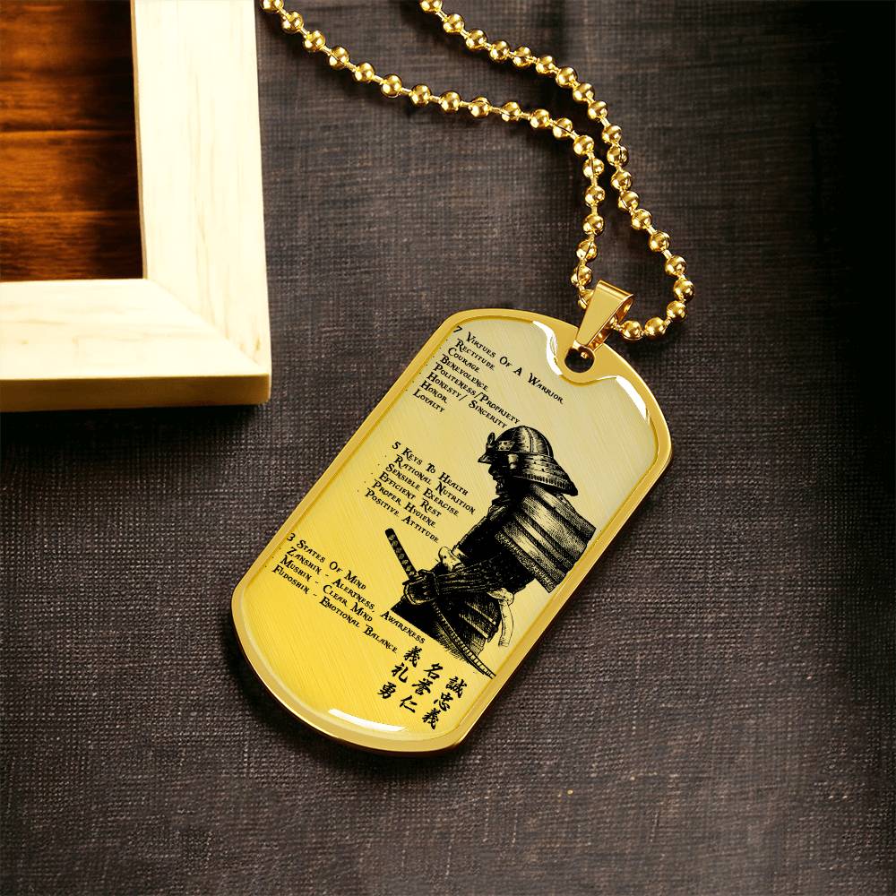 Samurai - 7 5 3 CODE - Bushido - Katana - Ronin - Samurai Dog Tag - Military Ball Chain - Luxury Dog Tag