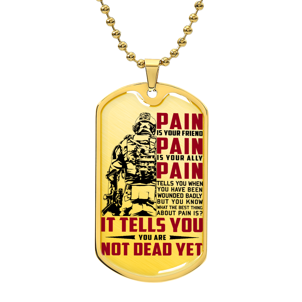 Soldier - PAIN - You Are Not Dead Yet - Army - Marine - Soldier Dog Tag - Military Ball Chain - Luxury Dog Tag