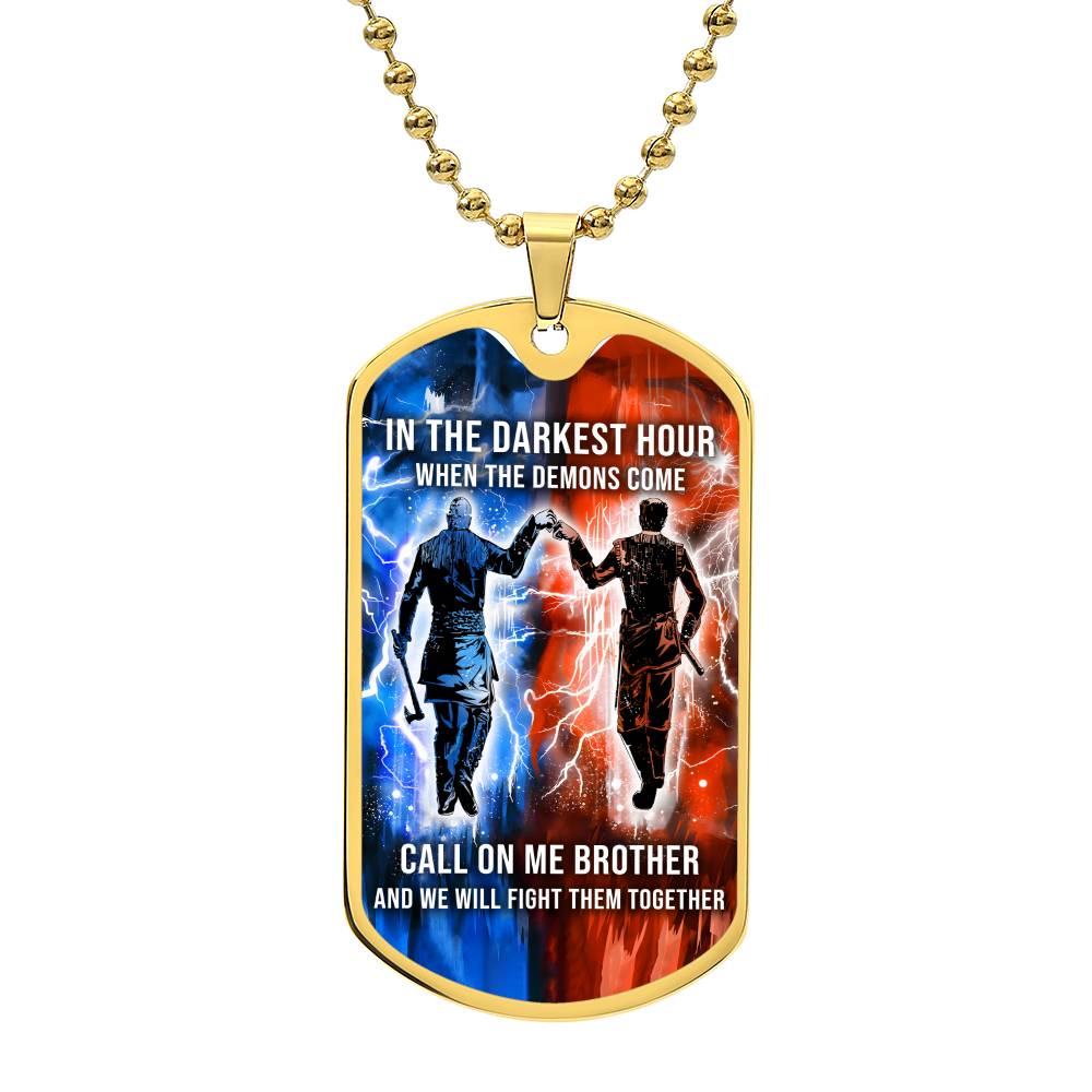 Viking - Call On Me Brother - Ragnar Lothbrok - Floki - Military Ball Chain - Luxury Dog Tag