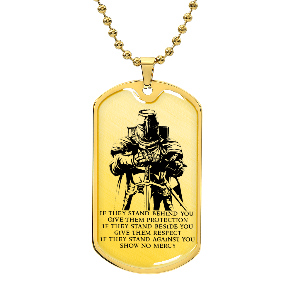 Knight Templar - IF - Show No Mercy - Knight Templar Dog Tag - Military Ball Chain - Luxury Dog Tag
