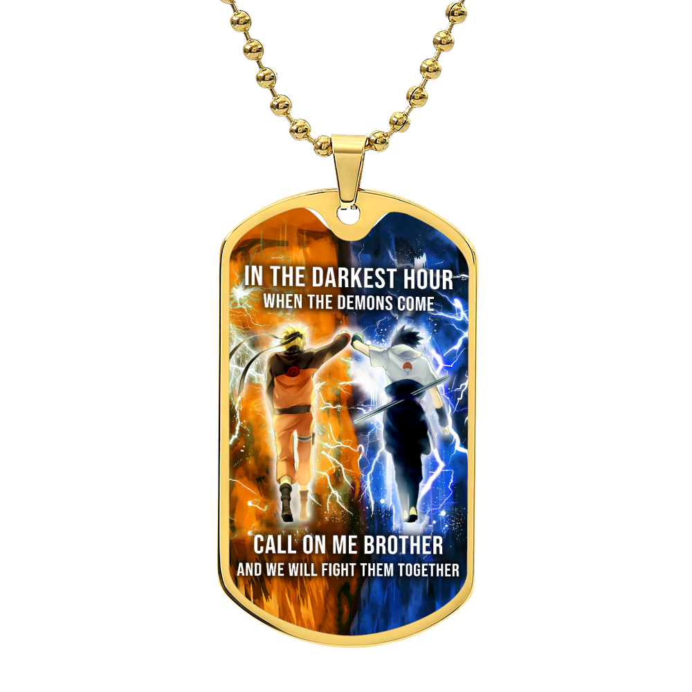 Naruto - Call On me Brother - Uzumaki Naruto - Uchiha Sasuke - Military Ball Chain - Luxury Dog Tag