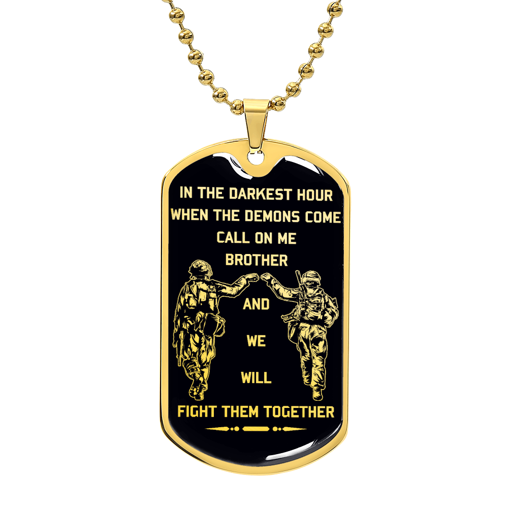 Soldier - Call On Me Brother - Army - Marine - Black Dog Tag - Soldier Dog Tag - Military Ball Chain - Luxury Dog Tag