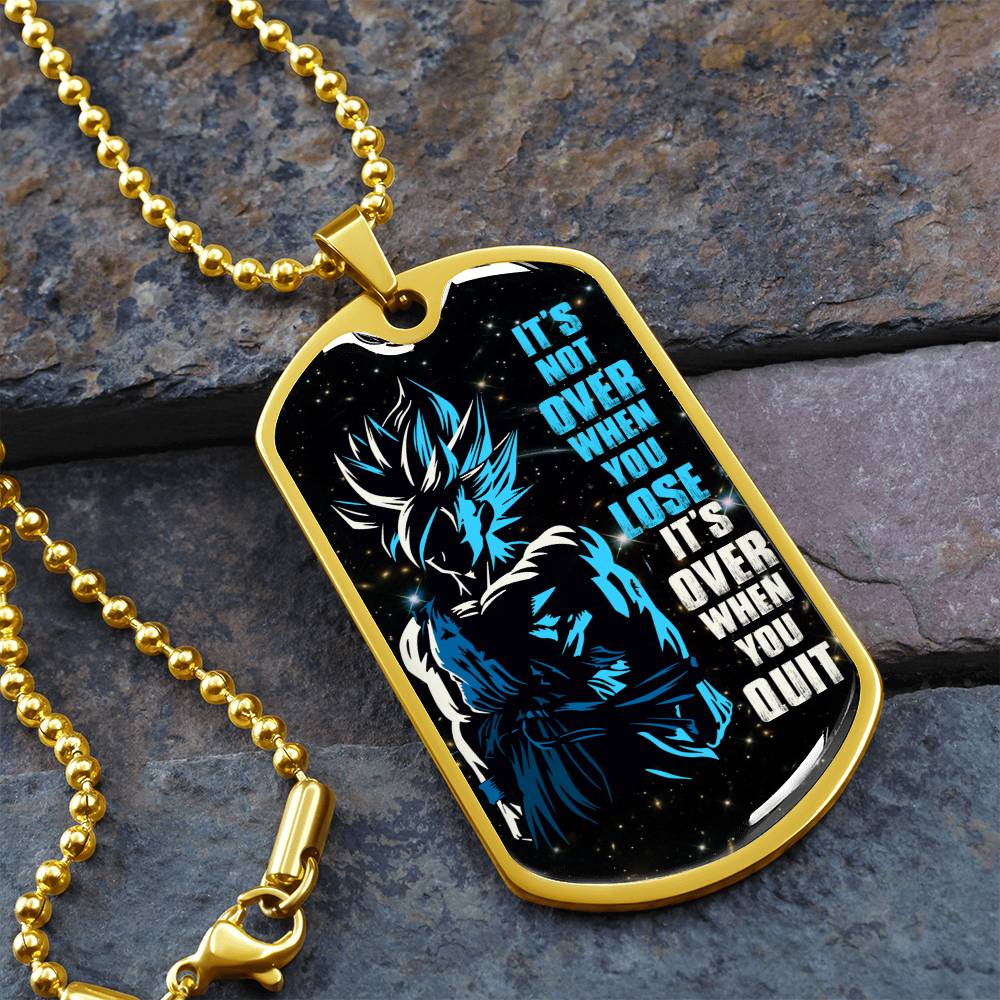 Dragon Ball - It's Not Over When You Lose - Goku - Supper Saiyan Blue - Galaxy - Black Dog Tag - Dragon Ball Dog Tag - Military Ball Chain - Luxury Dog Tag