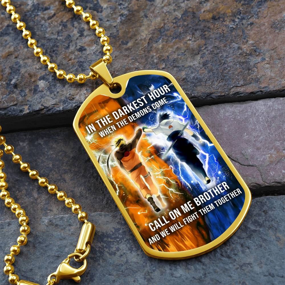 Naruto - Call On me Brother - Uzumaki Naruto - Uchiha Sasuke - Military Ball Chain - Luxury Dog Tag