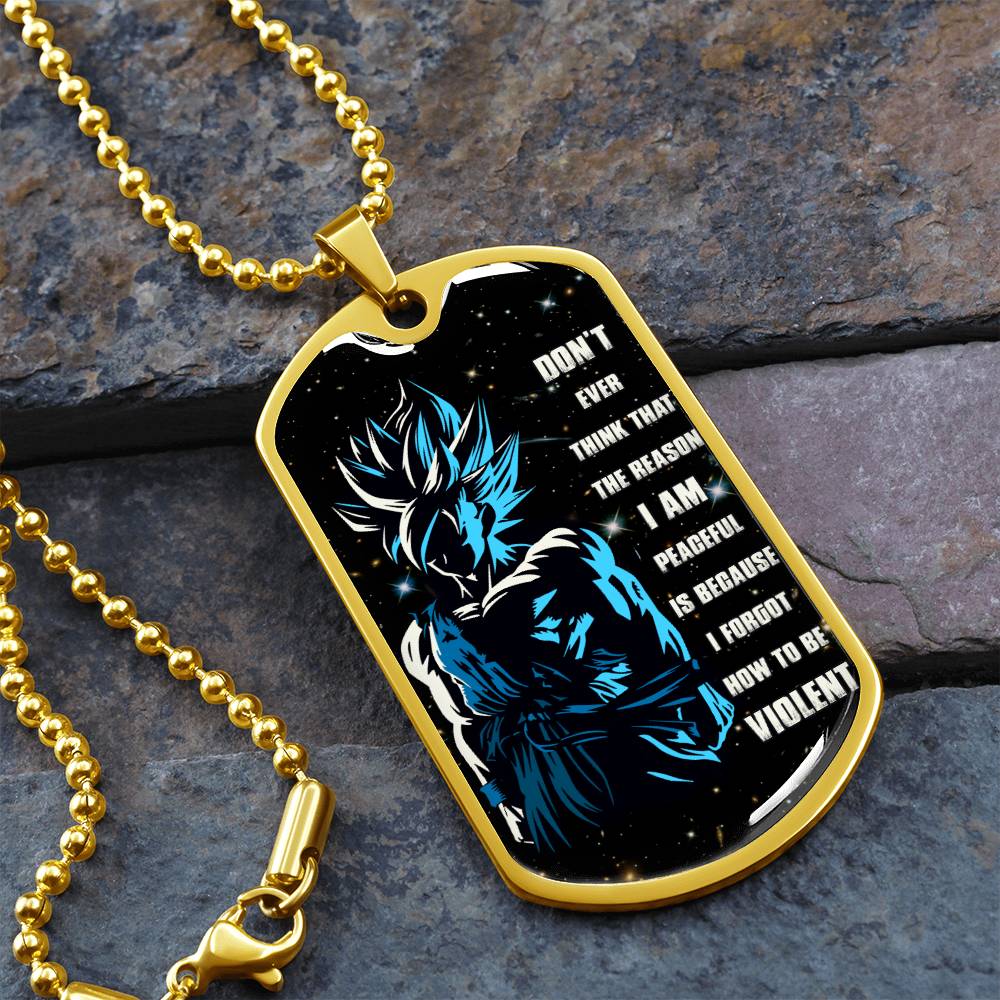 Dragon Ball - Don't Ever Think That The Reason - Goku - Galaxy - Black Dog Tag - Dragon Ball Dog Tag - Military Ball Chain - Luxury Dog Tag