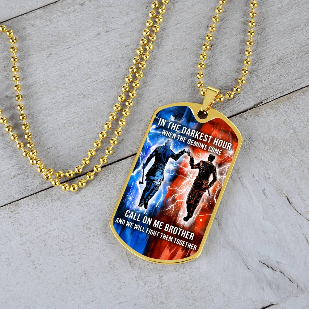Viking - Call On Me Brother - Ragnar Lothbrok - Floki - Military Ball Chain - Luxury Dog Tag