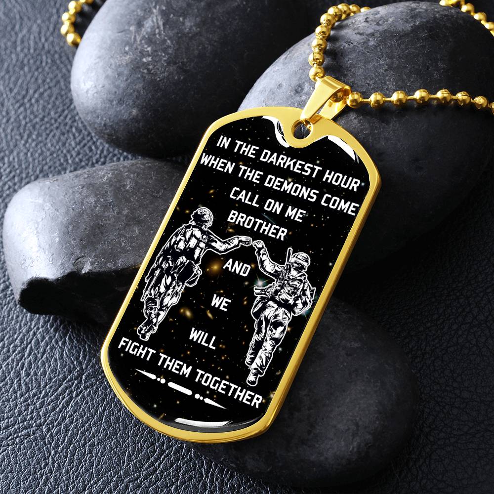 Soldier - Call On Me Brother - Army - Marine - Galaxy - Black Dog Tag - Soldier Dog Tag - Military Ball Chain - Luxury Dog Tag