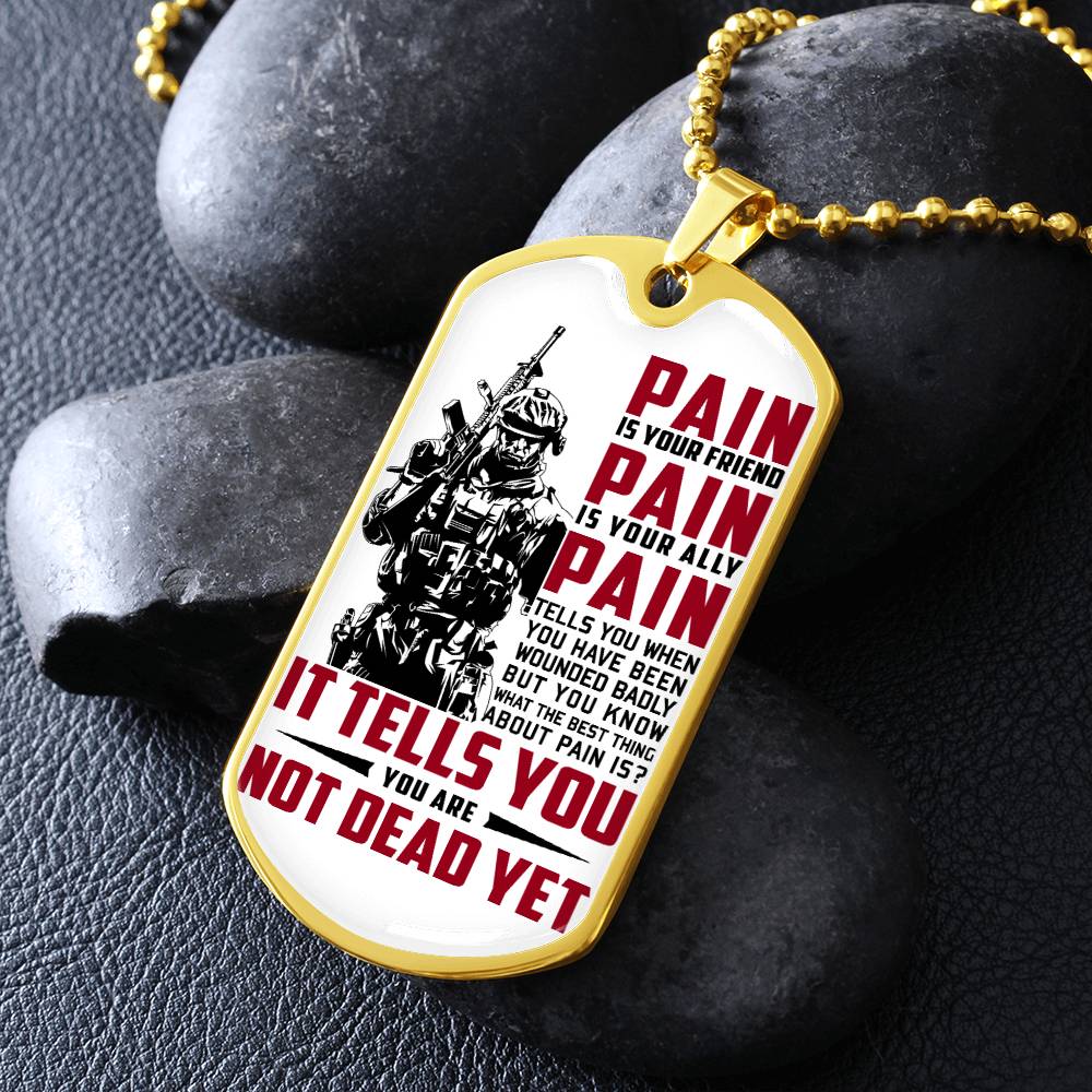 Soldier - PAIN - You Are Not Dead Yet 2 - Army - Marine - Soldier Dog Tag - Military Ball Chain - Luxury Dog Tag