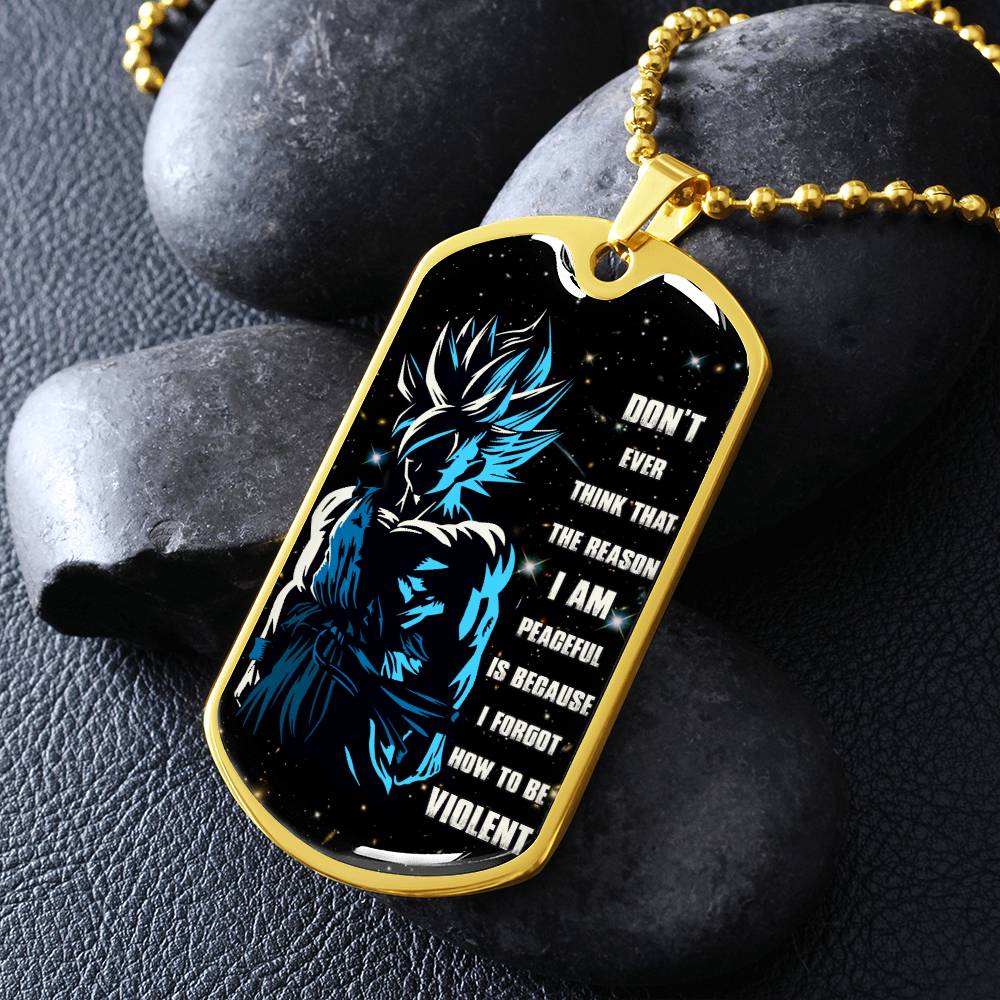 Dragon Ball - Don't Ever Think That The Reason - Goku - Galaxy - Black Dog Tag - Dragon Ball Dog Tag - Military Ball Chain - Luxury Dog Tag