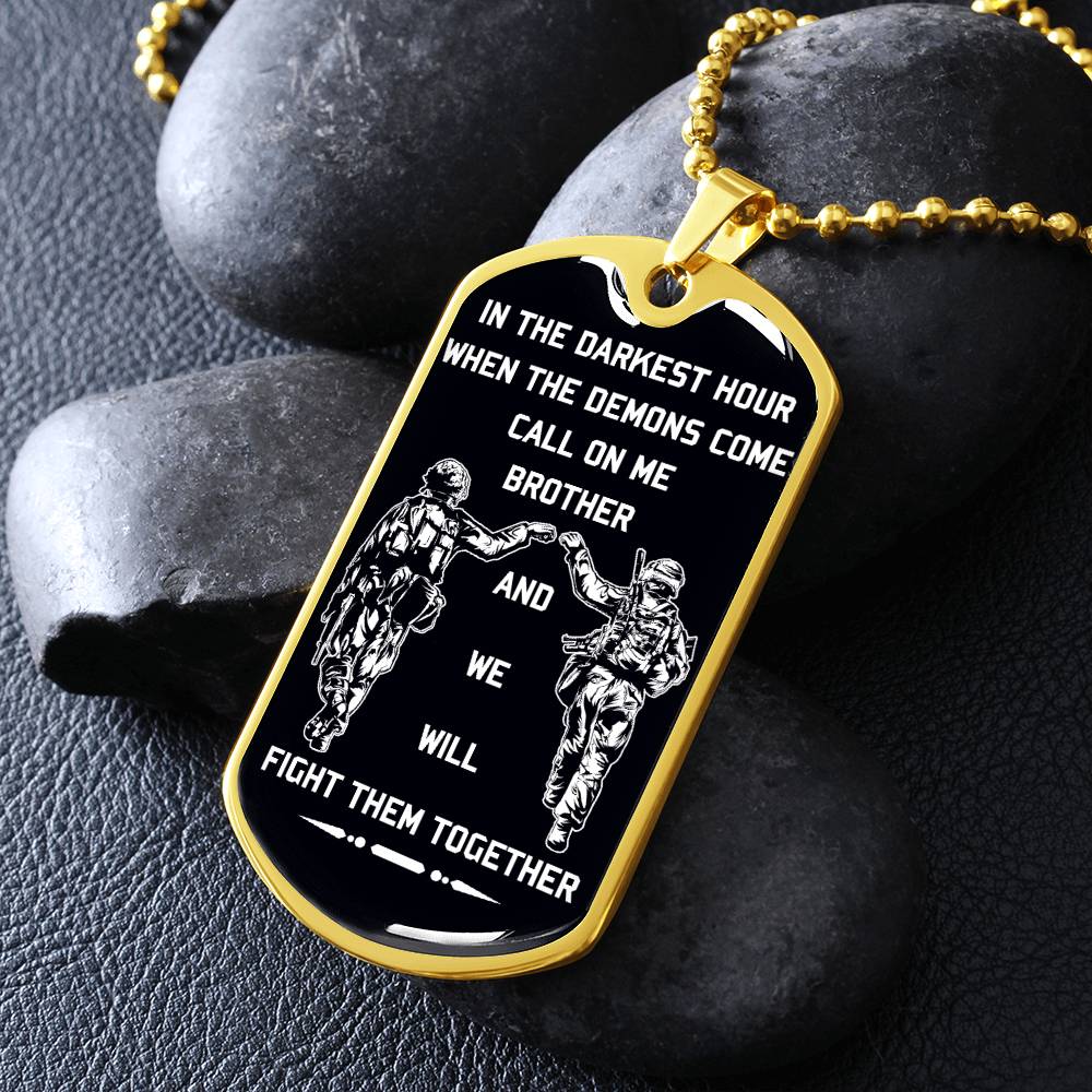 Soldier - Call On Me Brother - Army - Marine - Black Dog Tag - Soldier Dog Tag - Military Ball Chain - Luxury Dog Tag