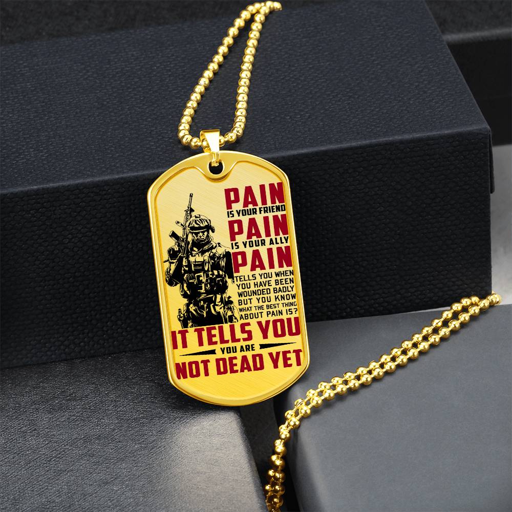 Soldier - PAIN - You Are Not Dead Yet 2 - Army - Marine - Soldier Dog Tag - Military Ball Chain - Luxury Dog Tag