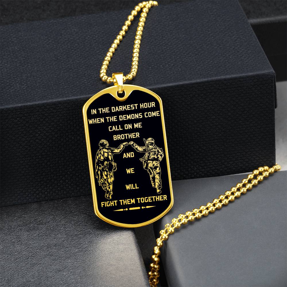 Soldier - Call On Me Brother - Army - Marine - Black Dog Tag - Soldier Dog Tag - Military Ball Chain - Luxury Dog Tag