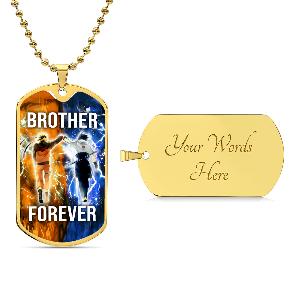 Naruto - Brother Forever - Uzumaki Naruto - Uchiha Sasuke - Military Ball Chain - Luxury Dog Tag