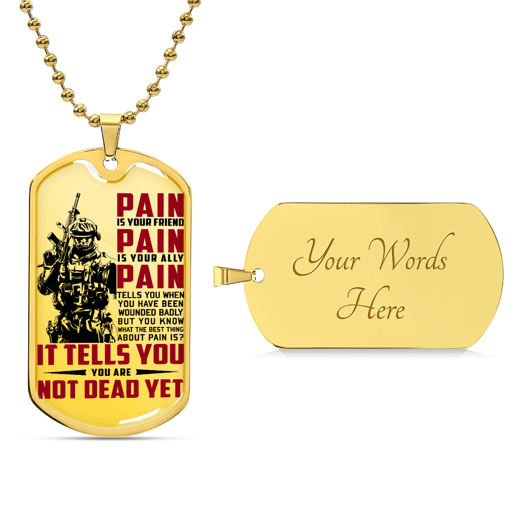 Soldier - PAIN - You Are Not Dead Yet 2 - Army - Marine - Soldier Dog Tag - Military Ball Chain - Luxury Dog Tag