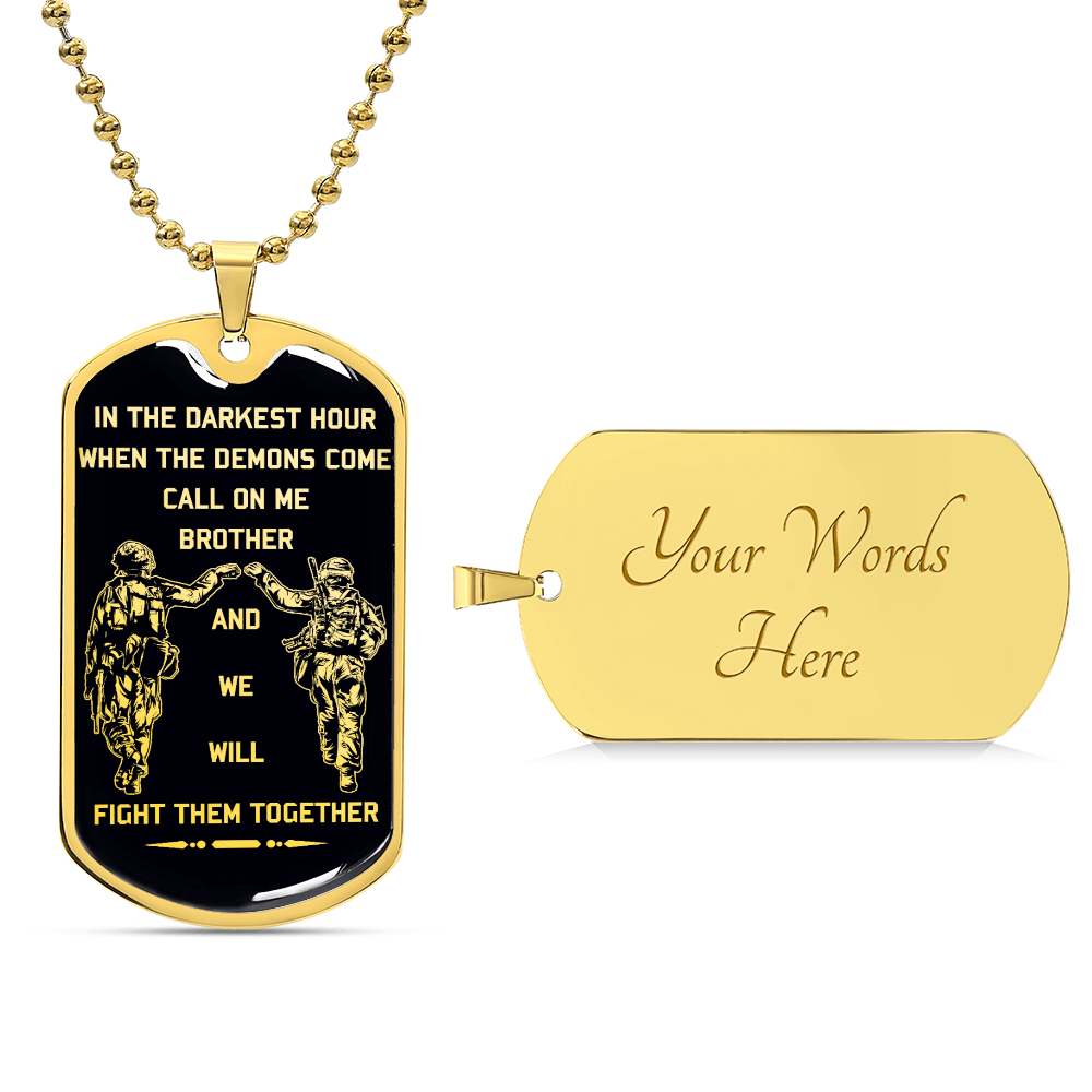 Soldier - Call On Me Brother - Army - Marine - Black Dog Tag - Soldier Dog Tag - Military Ball Chain - Luxury Dog Tag