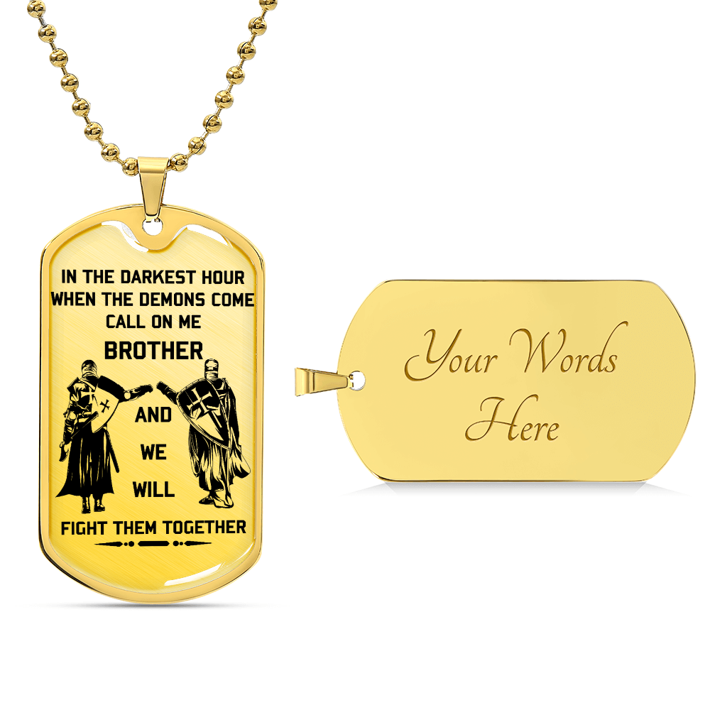 Knight Templar - Call On Me Brother - Knight Templar Dog Tag - Military Ball Chain - Luxury Dog Tag
