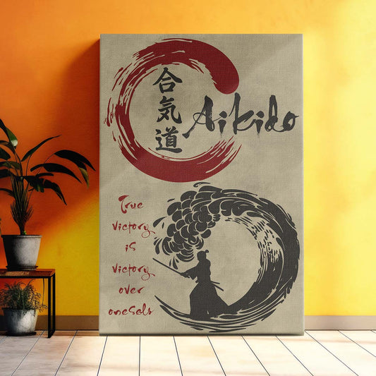 Aikido Wall Art - Aikido Poster - Aikido Canvas - True Victory Is Victory Over Oneself - AI015 - Vertical Poster - Vertical Canvas