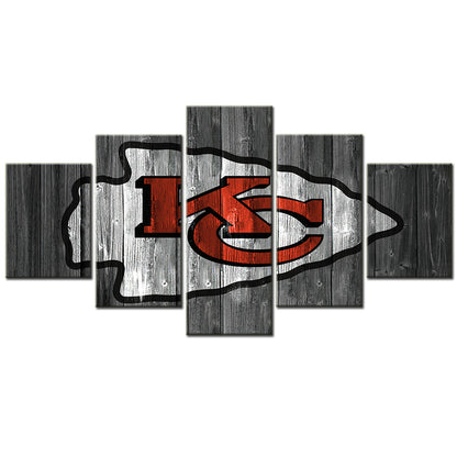 American Football - 5 Pieces Wall Art - AF5086 - Kansas City Chiefs Emblem - NFL Football - American Football Poster - American Football Canvas