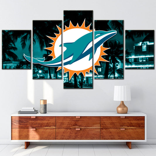 American Football - 5 Pieces Wall Art - AF5091 - Miami Dolphins - American Football Poster - American Football Canvas