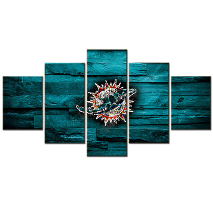 American Football - 5 Pieces Wall Art - AF5092 - Miami Dolphins - American Football Poster - American Football Canvas