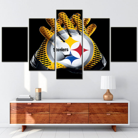 American Football - 5 Pieces Wall Art - AF5103 - Pittsburgh Steelers Gloves Football - American Football Poster - American Football Canvas