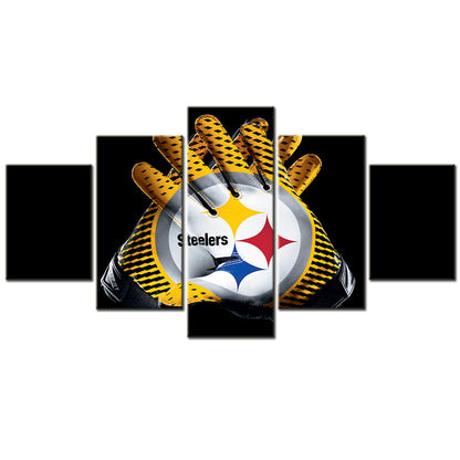 American Football - 5 Pieces Wall Art - AF5103 - Pittsburgh Steelers Gloves Football - American Football Poster - American Football Canvas