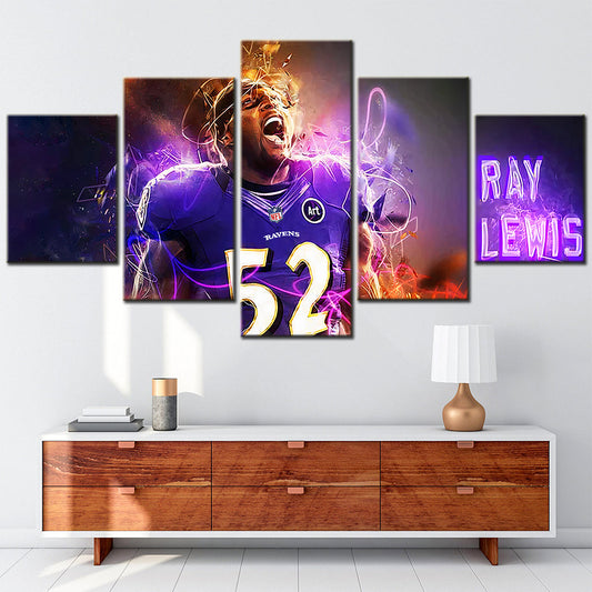 American Football - 5 Pieces Wall Art - AF5121 - Baltimore Ravens - Ray Lewis - American Football Poster - American Football Canvas