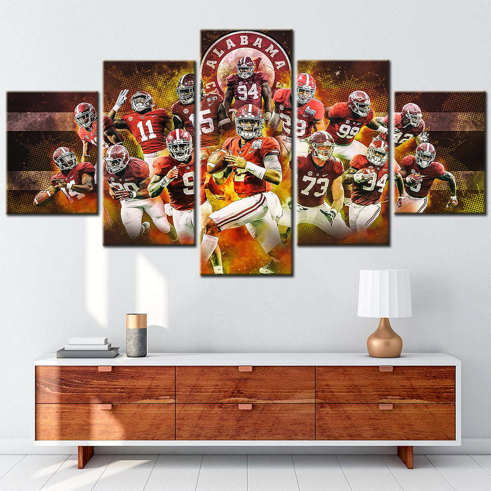 American Football - 5 Pieces Wall Art - AF5122 - Alabama Crimson Tide College Sport - American Football Poster - American Football Canvas
