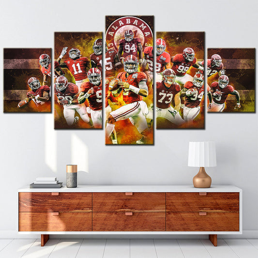 American Football - 5 Pieces Wall Art - AF5122 - Alabama Crimson Tide College Sport - American Football Poster - American Football Canvas