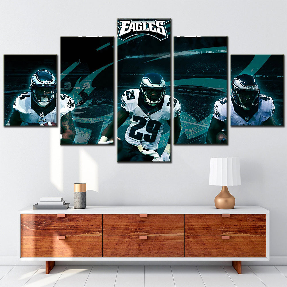 American Football Canvas Wall Art - AF5129 - Philadelphia Eagles Teammates Black - NFL Teams
