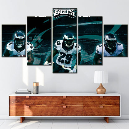 American Football Canvas Wall Art - AF5129 - Philadelphia Eagles Teammates Black - NFL Teams