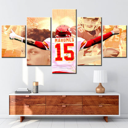 American Football - 5 Pieces Wall Art - AF5132 - Kansas City Chiefs Quarterback - Patrick Mahomes - NFL Football - American Football Poster - American Football Canvas