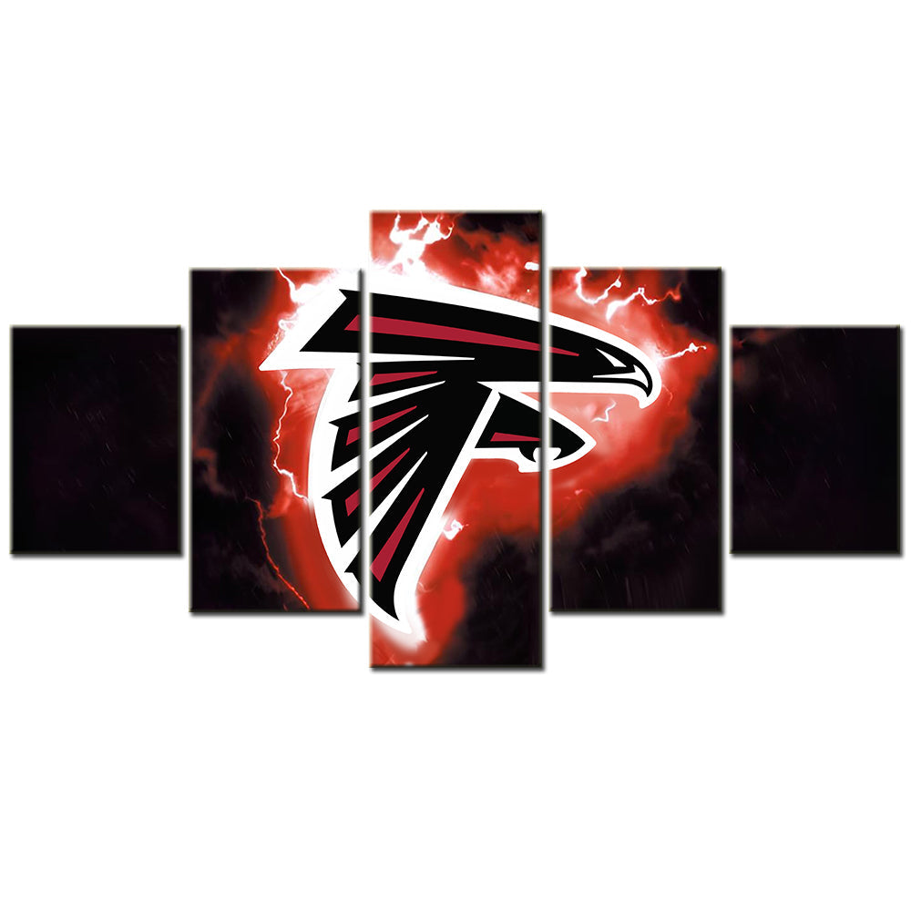 American Football - 5 Pieces Wall Art - AF5033 - Atlanta Falcons Flame Logo - American Football Poster - American Football Canvas