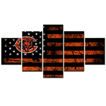 American Football - 5 Pieces Wall Art - AF5041 - Chicago Bears Football - American Football Poster - American Football Canvas