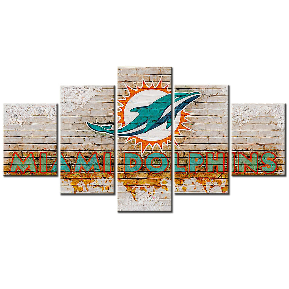American Football - 5 Pieces Wall Art - AF5072 - Miami Dolphins - American Football Poster - American Football Canvas