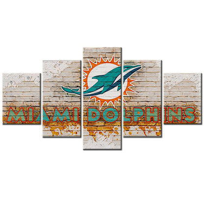 American Football - 5 Pieces Wall Art - AF5072 - Miami Dolphins - American Football Poster - American Football Canvas
