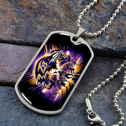 American Football - AFD002 - Baltimore Ravens NFL Team Football - American Football Dog Tag - Military Ball Chain - Luxury Dog Tag
