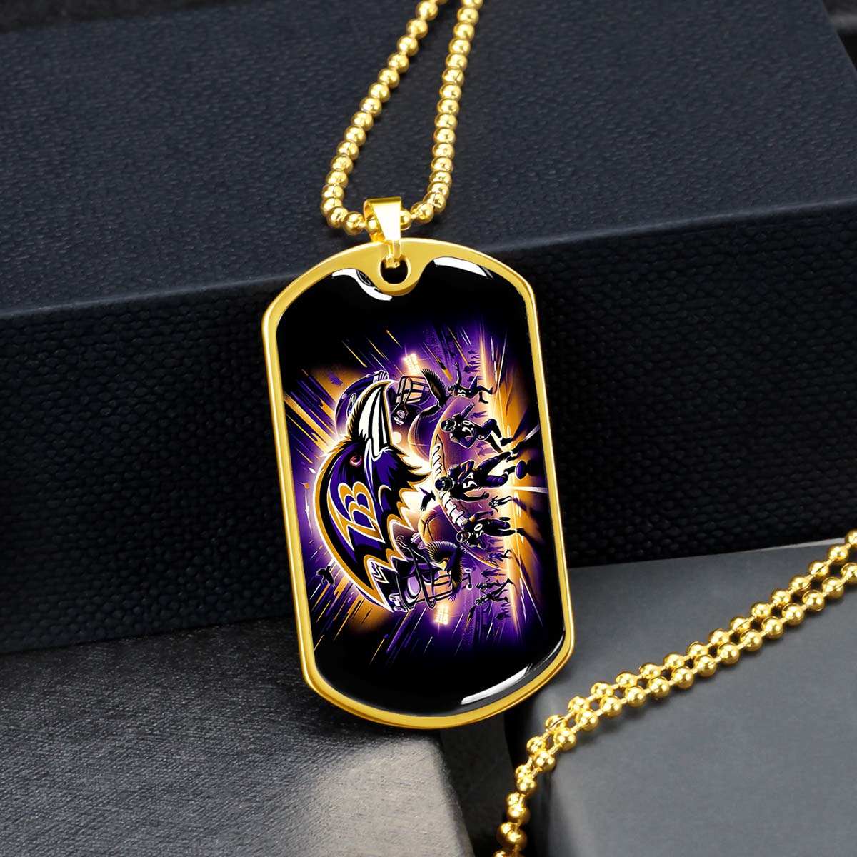 American Football - AFD002 - Baltimore Ravens NFL Team Football - American Football Dog Tag - Military Ball Chain - Luxury Dog Tag