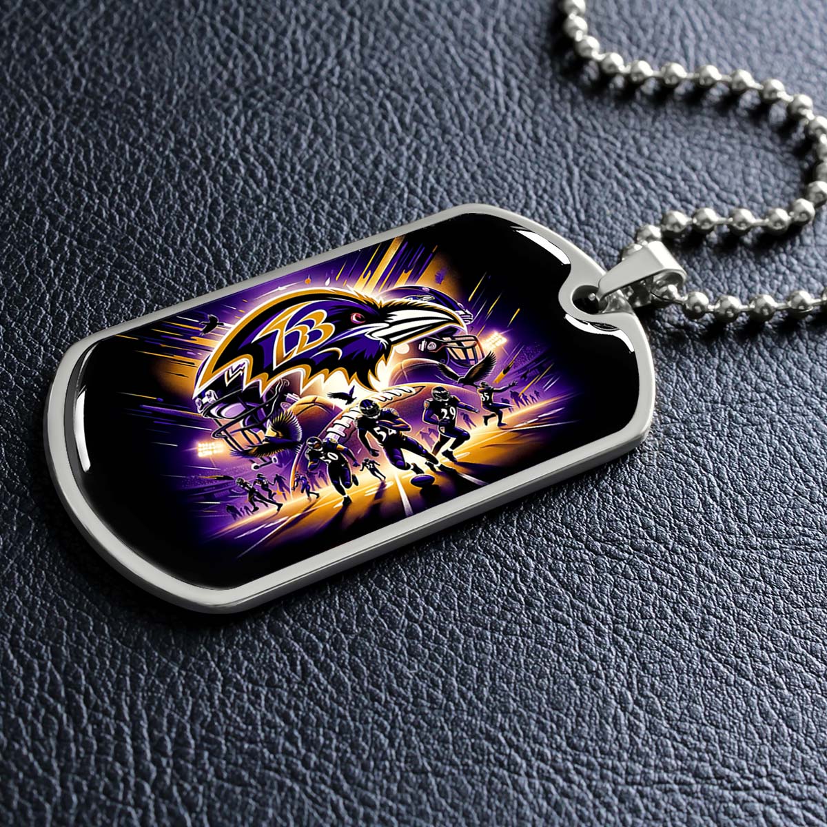 American Football - AFD002 - Baltimore Ravens NFL Team Football - American Football Dog Tag - Military Ball Chain - Luxury Dog Tag