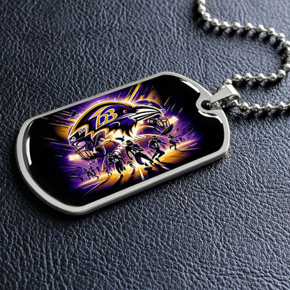 American Football - AFD002 - Baltimore Ravens NFL Team Football - American Football Dog Tag - Military Ball Chain - Luxury Dog Tag
