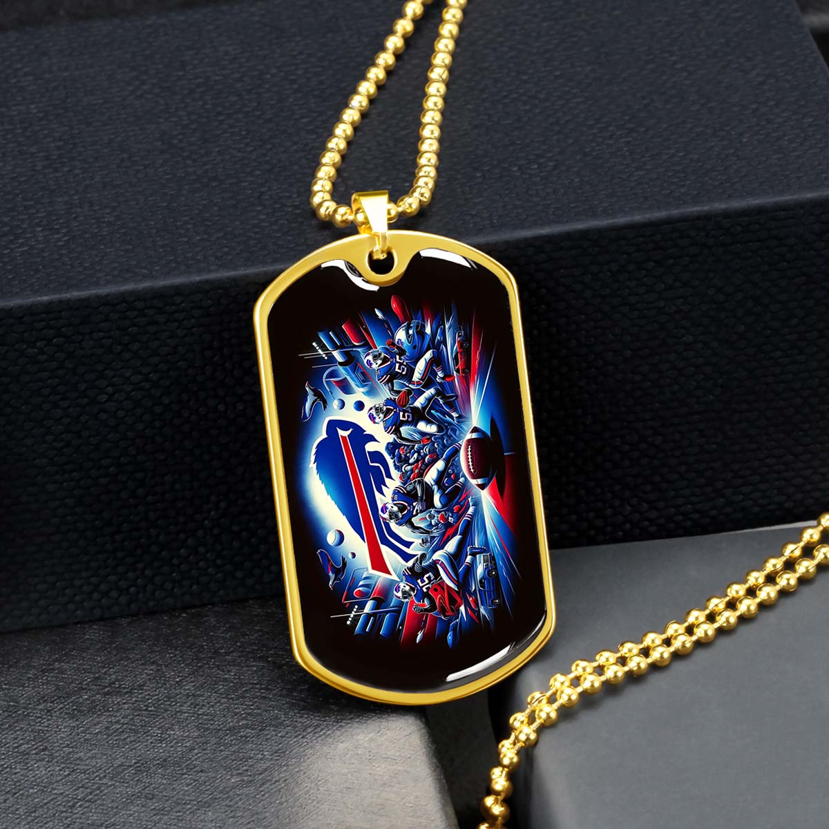 American Football Dog Tag Necklace - AFD003 - Buffalo Bills - Super Bowl Spirit - NFL Teams - Military Ball Chain