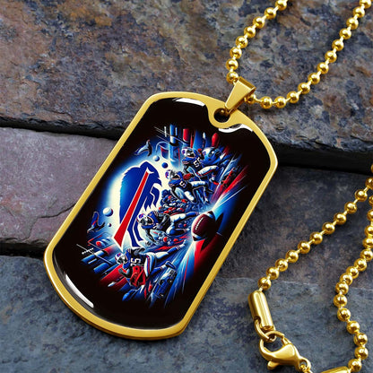 American Football Dog Tag Necklace - AFD003 - Buffalo Bills - Super Bowl Spirit - NFL Teams - Military Ball Chain