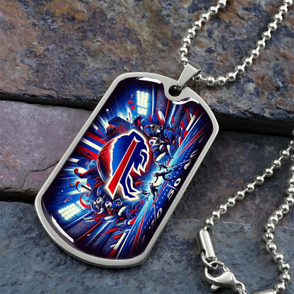 American Football - AFD004 - Buffalo Bills Super Bowl Spirit - NFL Football - American Football Dog Tag - Military Ball Chain - Luxury Dog Tag