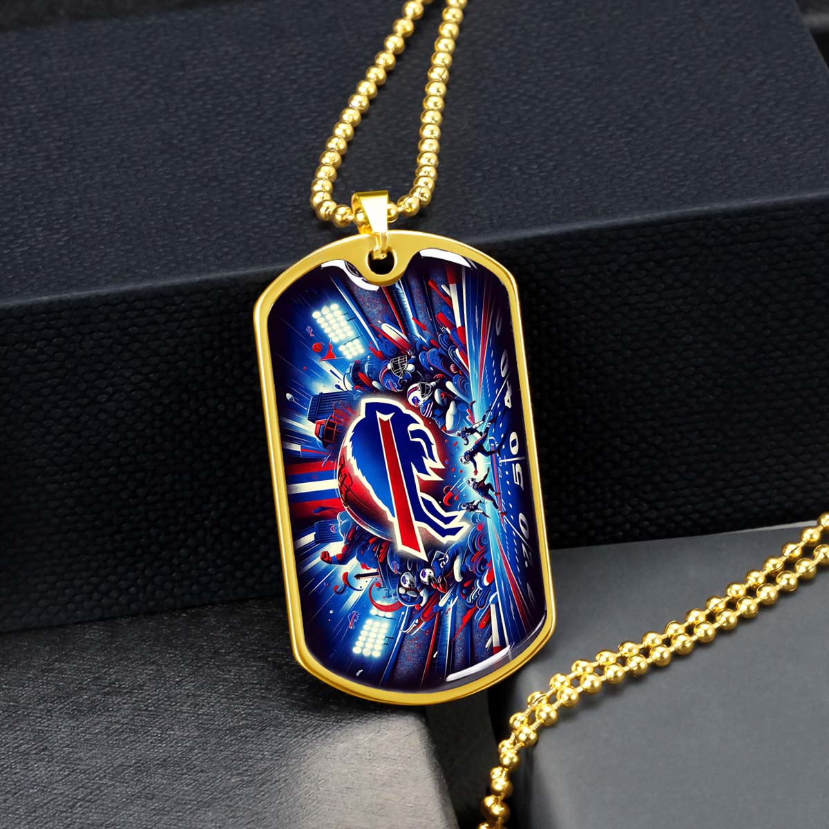 American Football - AFD004 - Buffalo Bills Super Bowl Spirit - NFL Football - American Football Dog Tag - Military Ball Chain - Luxury Dog Tag