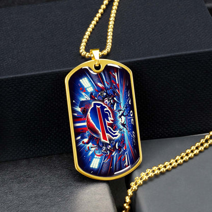 American Football - AFD004 - Buffalo Bills Super Bowl Spirit - NFL Football - American Football Dog Tag - Military Ball Chain - Luxury Dog Tag