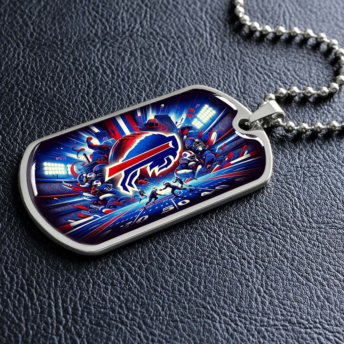American Football - AFD004 - Buffalo Bills Super Bowl Spirit - NFL Football - American Football Dog Tag - Military Ball Chain - Luxury Dog Tag